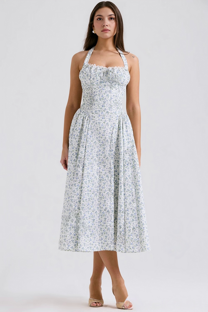 Halter Yaka Midi Elbise