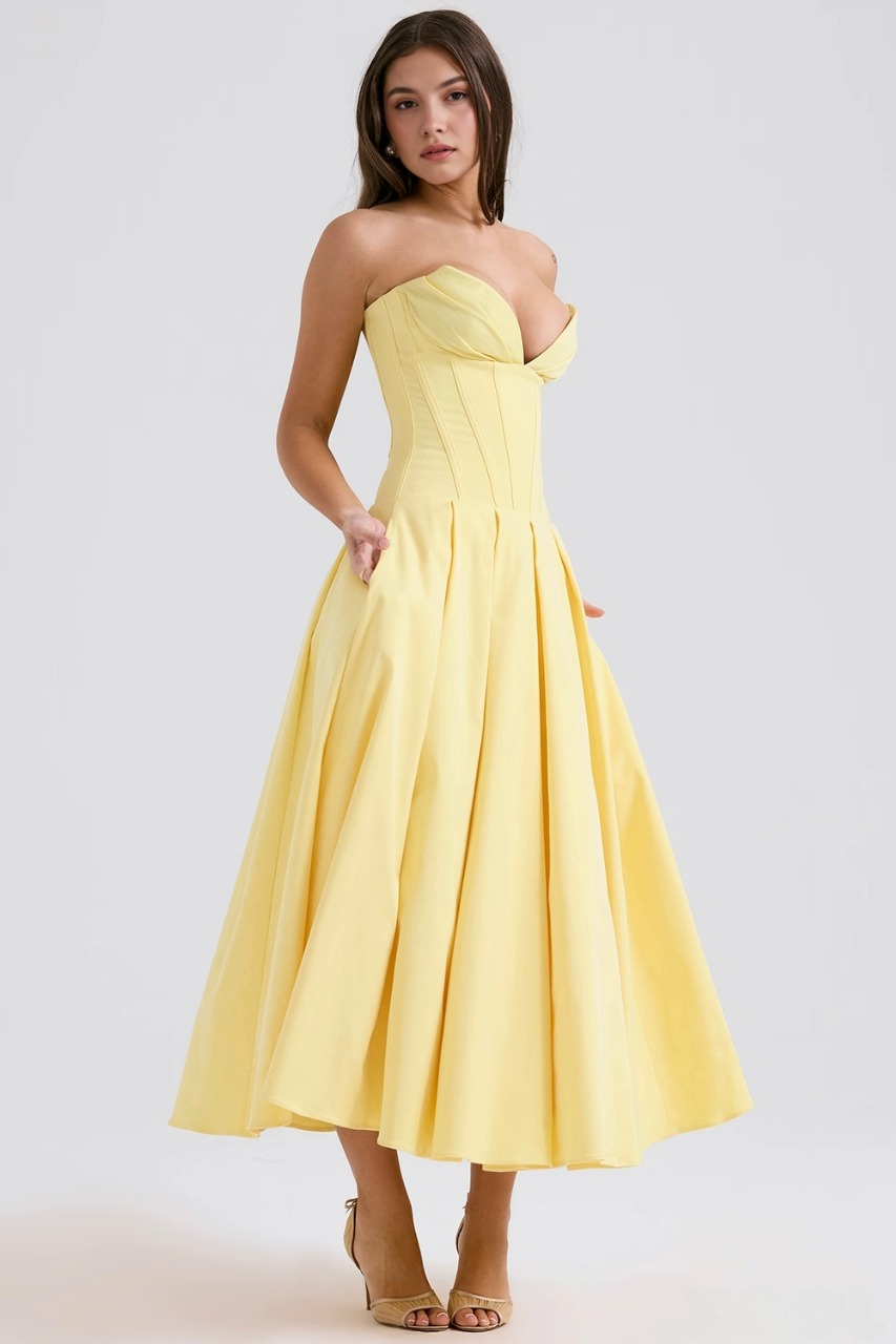 Straplez Midi Elbise