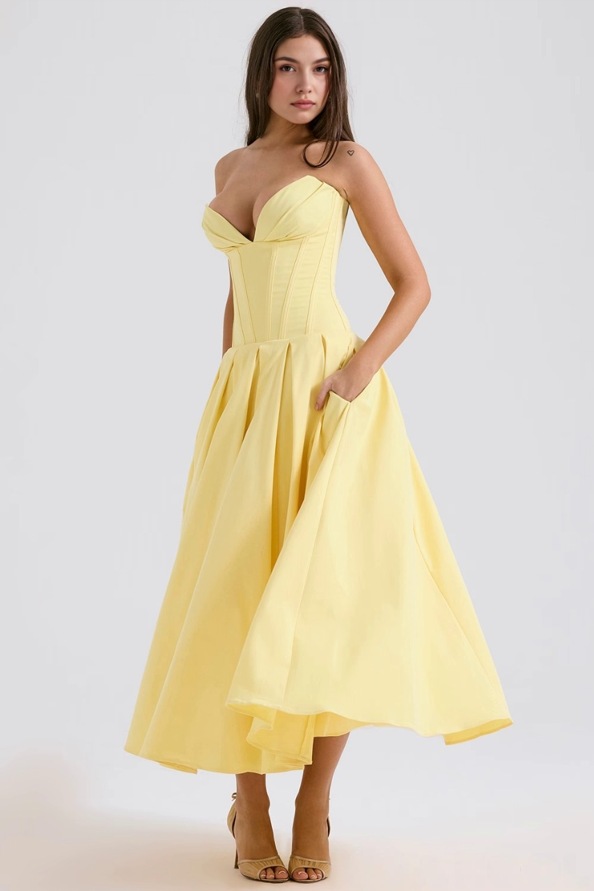 Straplez Midi Elbise