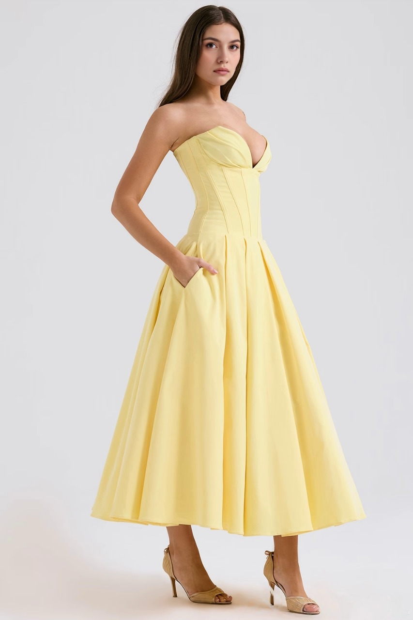 Straplez Midi Elbise