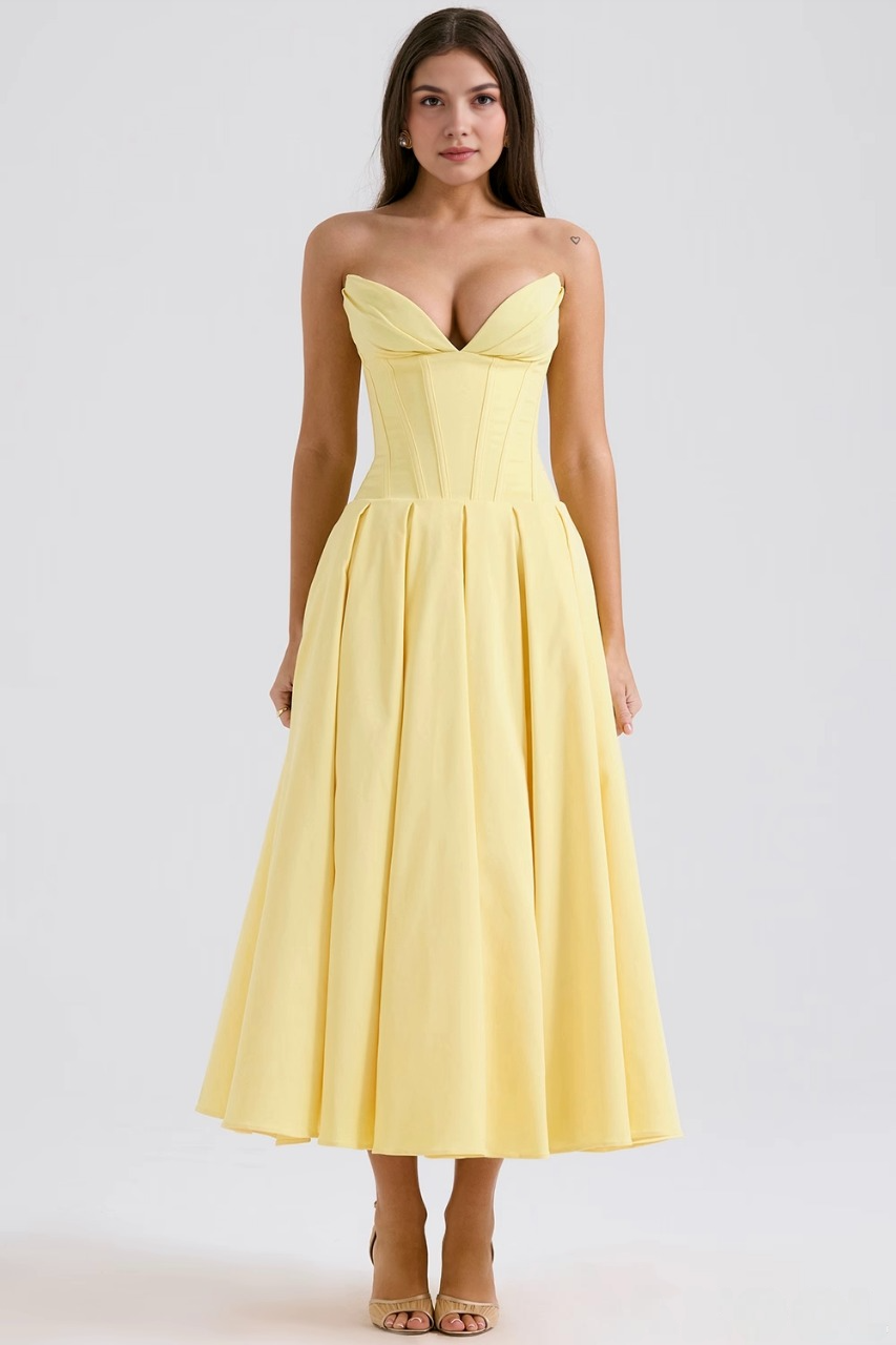 Straplez Midi Elbise
