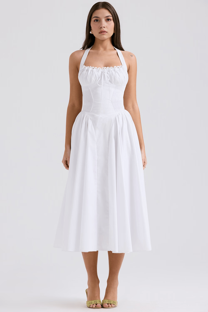 Halter Yaka Midi Elbise
