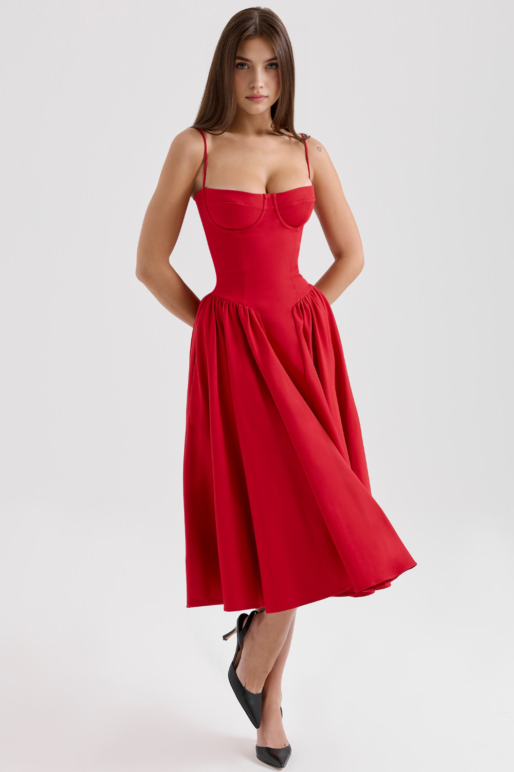 Straplez Midi Elbise