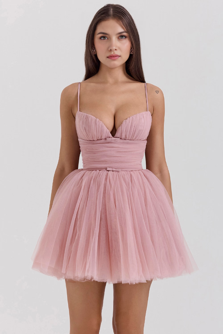 Blush Dusk Tül Mini Elbise