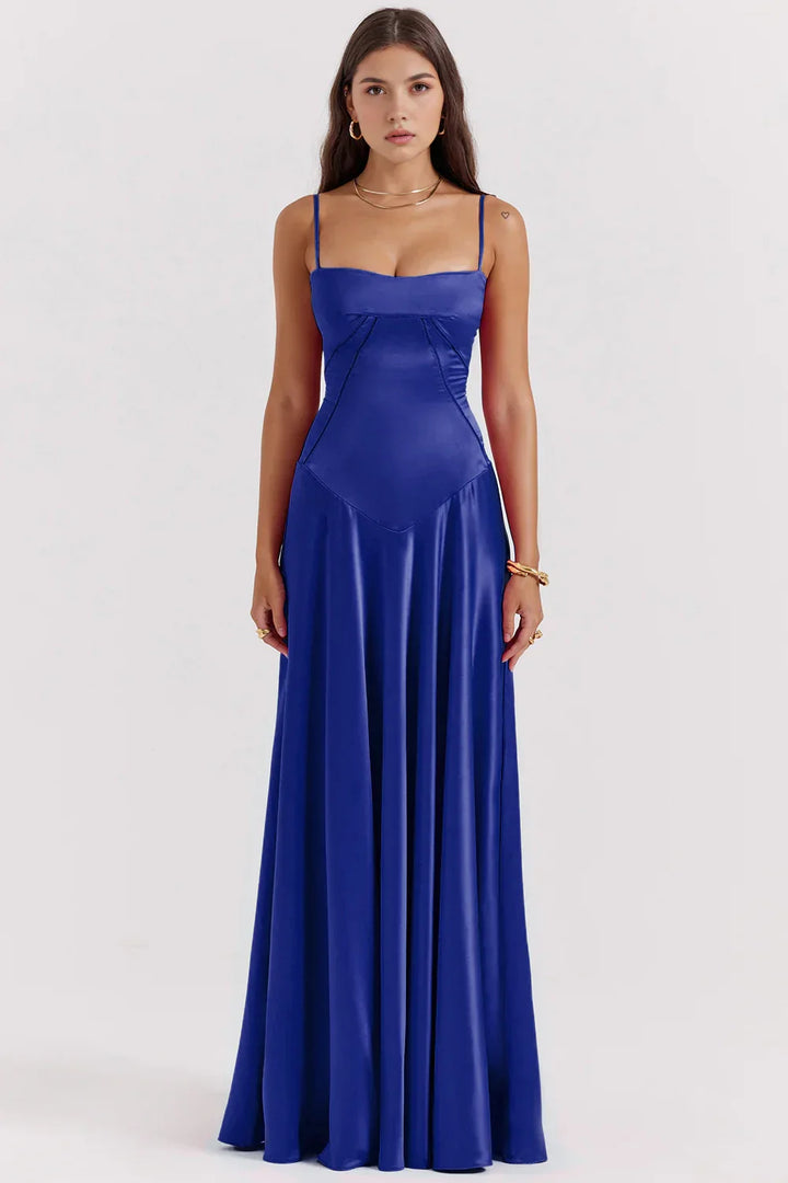 Royal Drape Saten Uzun Elbise