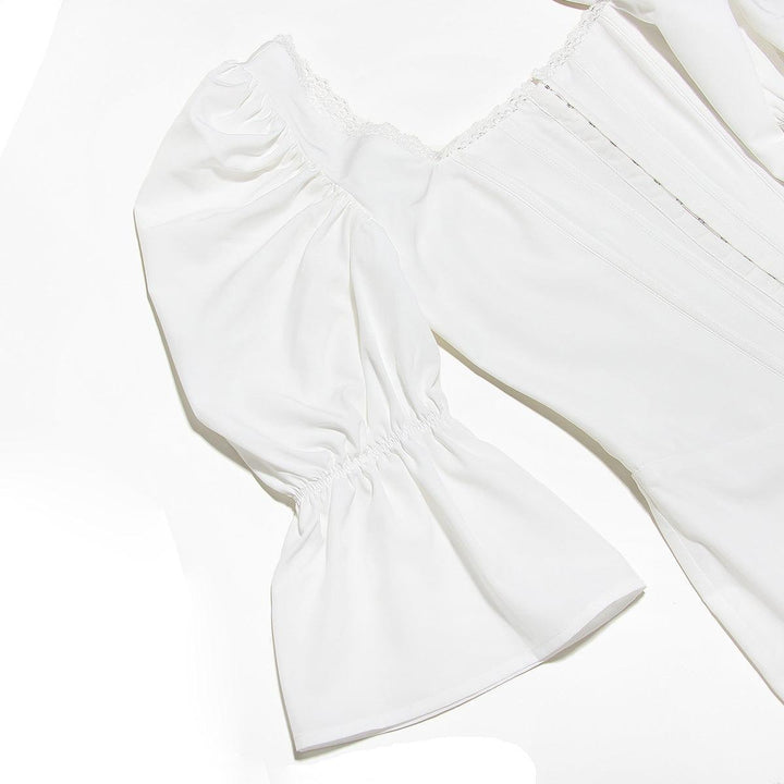Ivory Duchess Puff Kollu Korse Mini Elbise