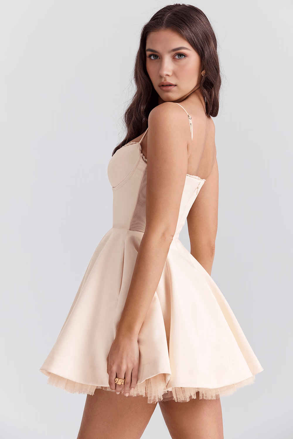 Ballet Blush Fırfır Detaylı Mini Elbise