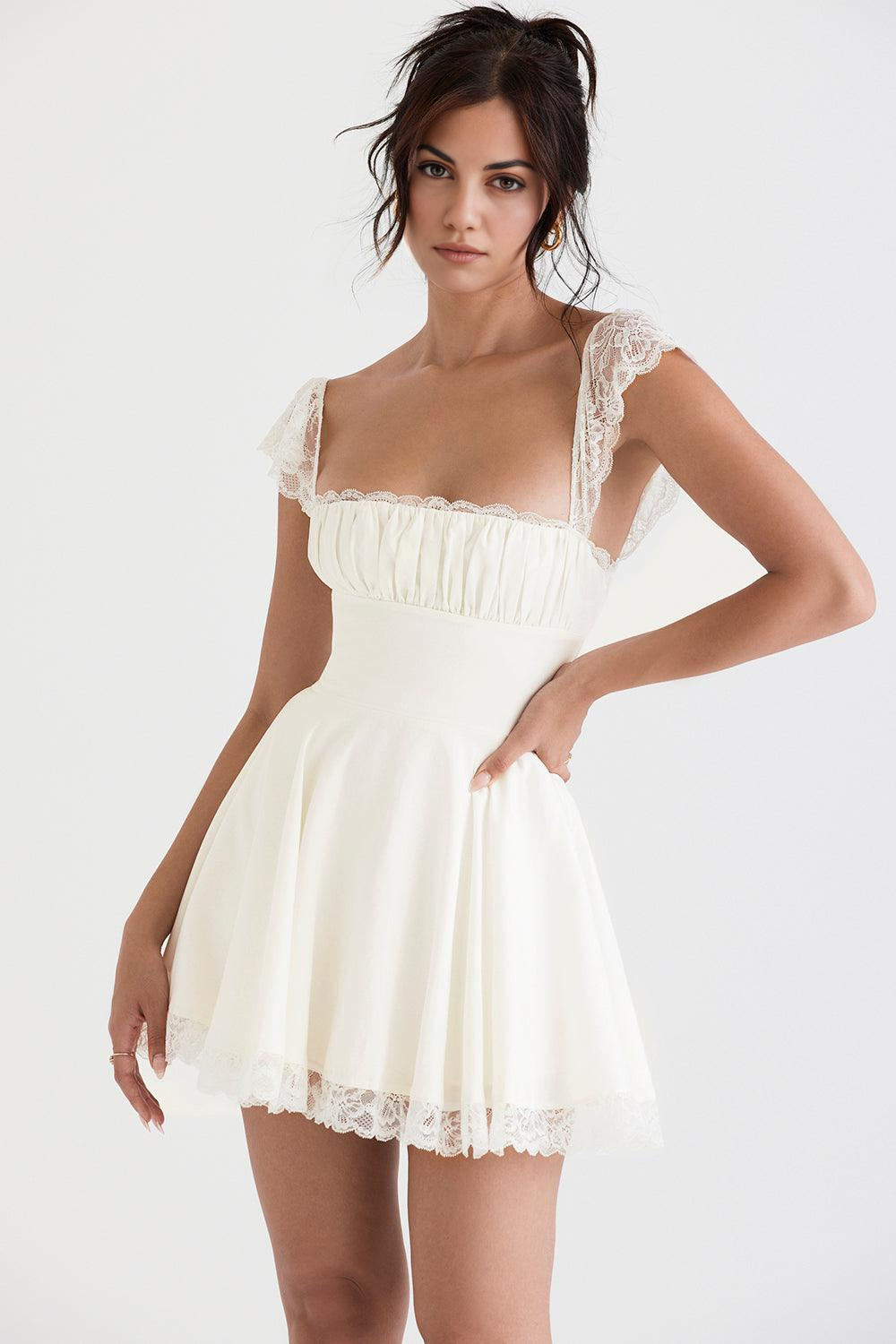 Pearl Daydream Dantel Askılı Mini Elbise