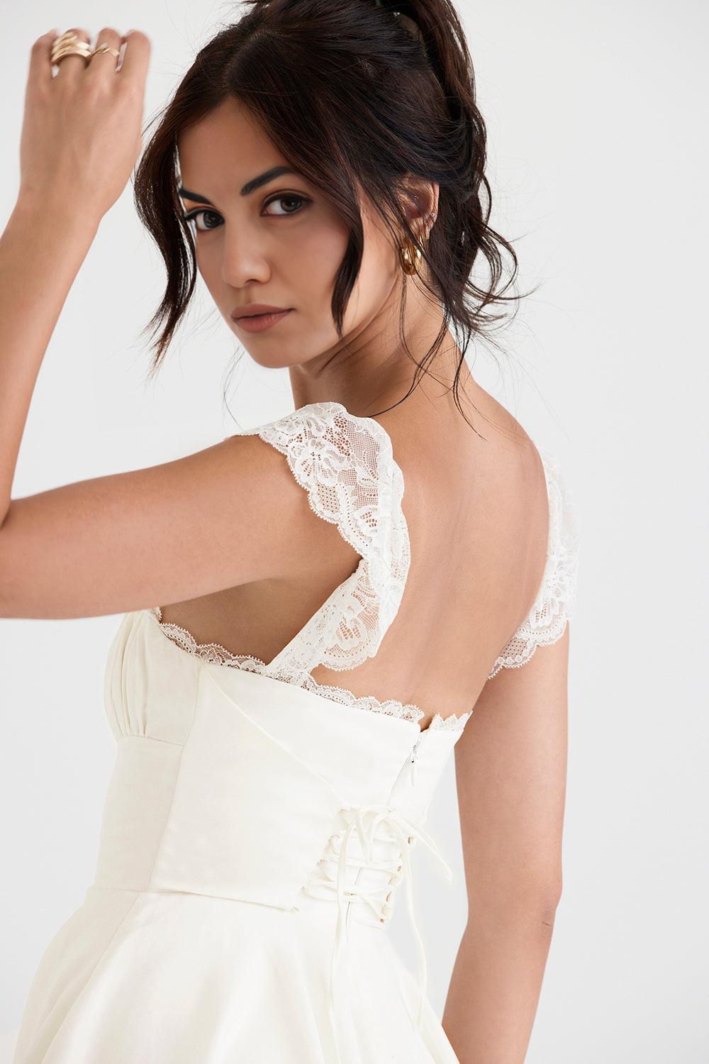 Pearl Daydream Dantel Askılı Mini Elbise
