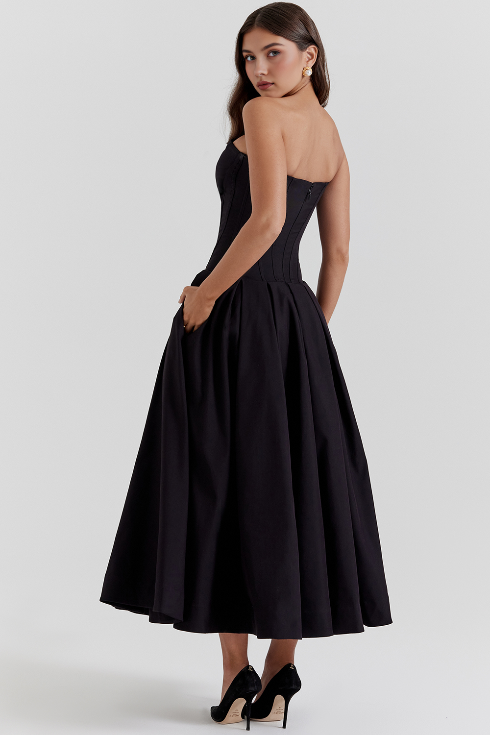 Straplez Midi Elbise