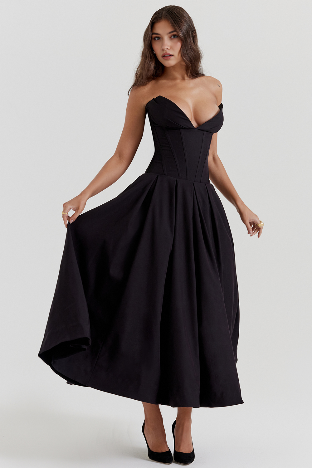 Straplez Midi Elbise