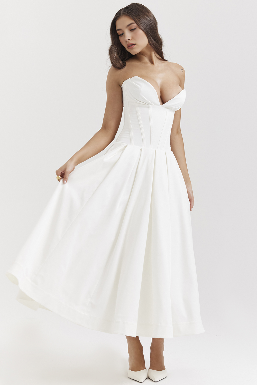 Straplez Midi Elbise