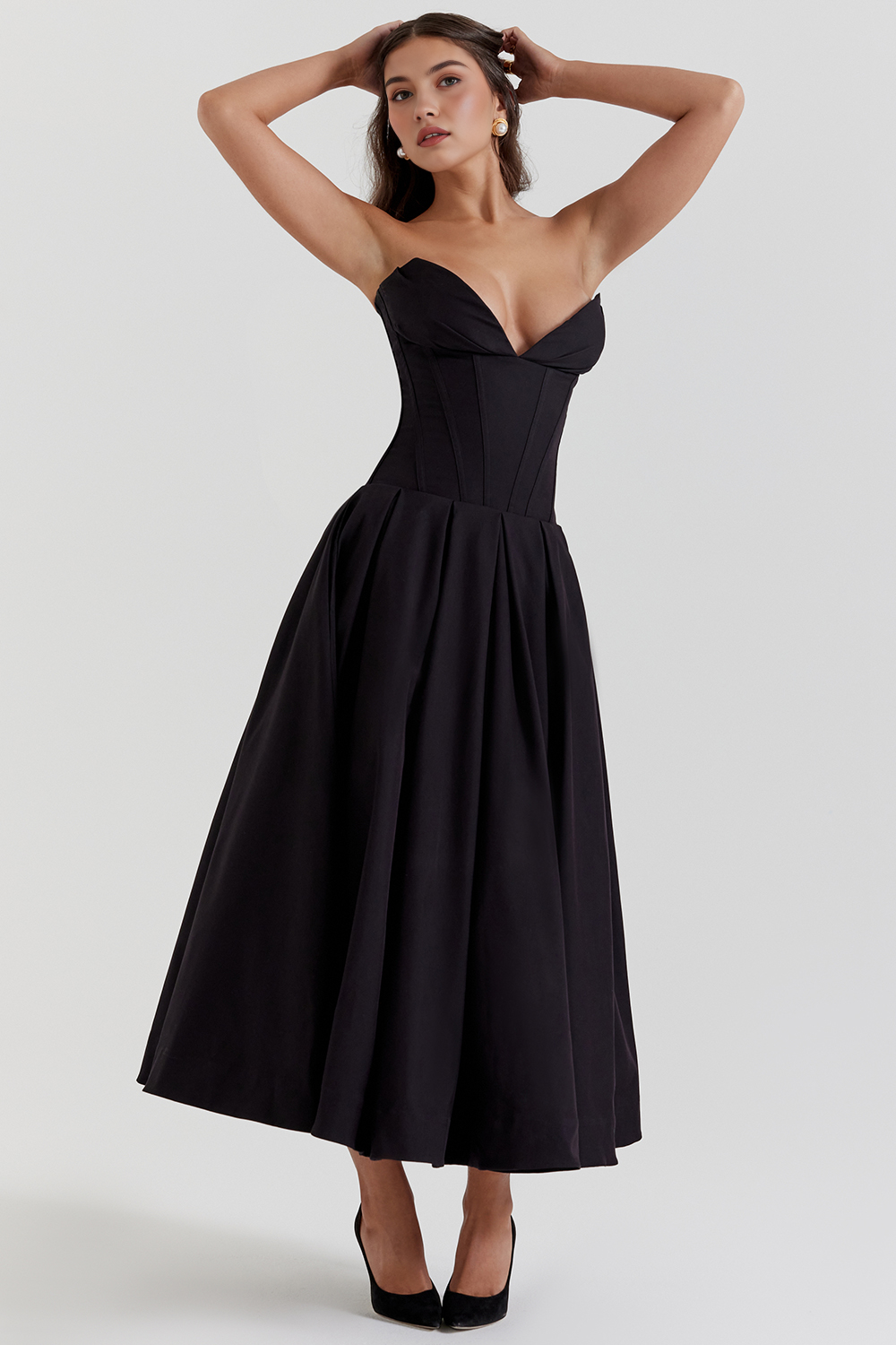 Straplez Midi Elbise