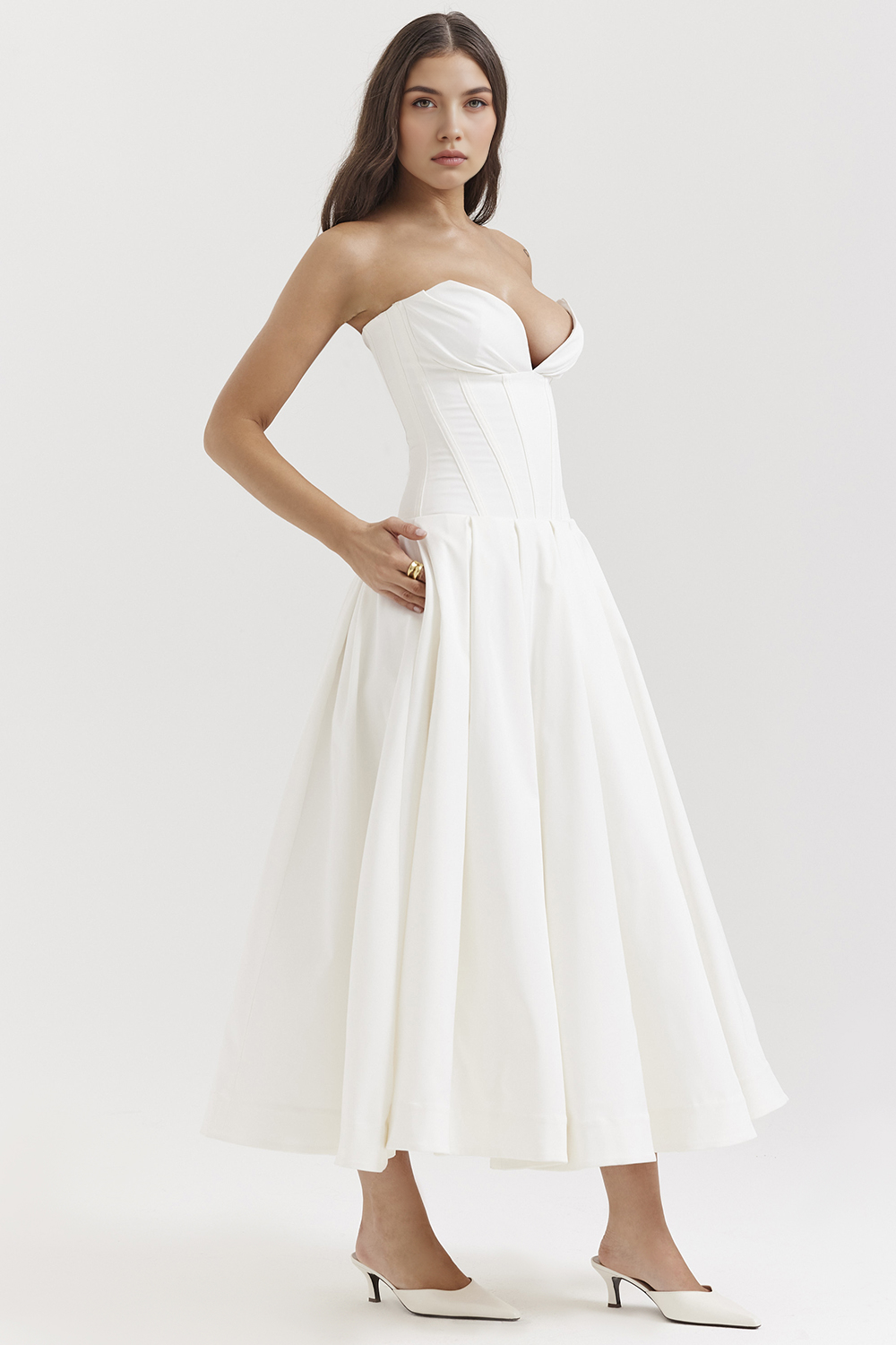 Straplez Midi Elbise