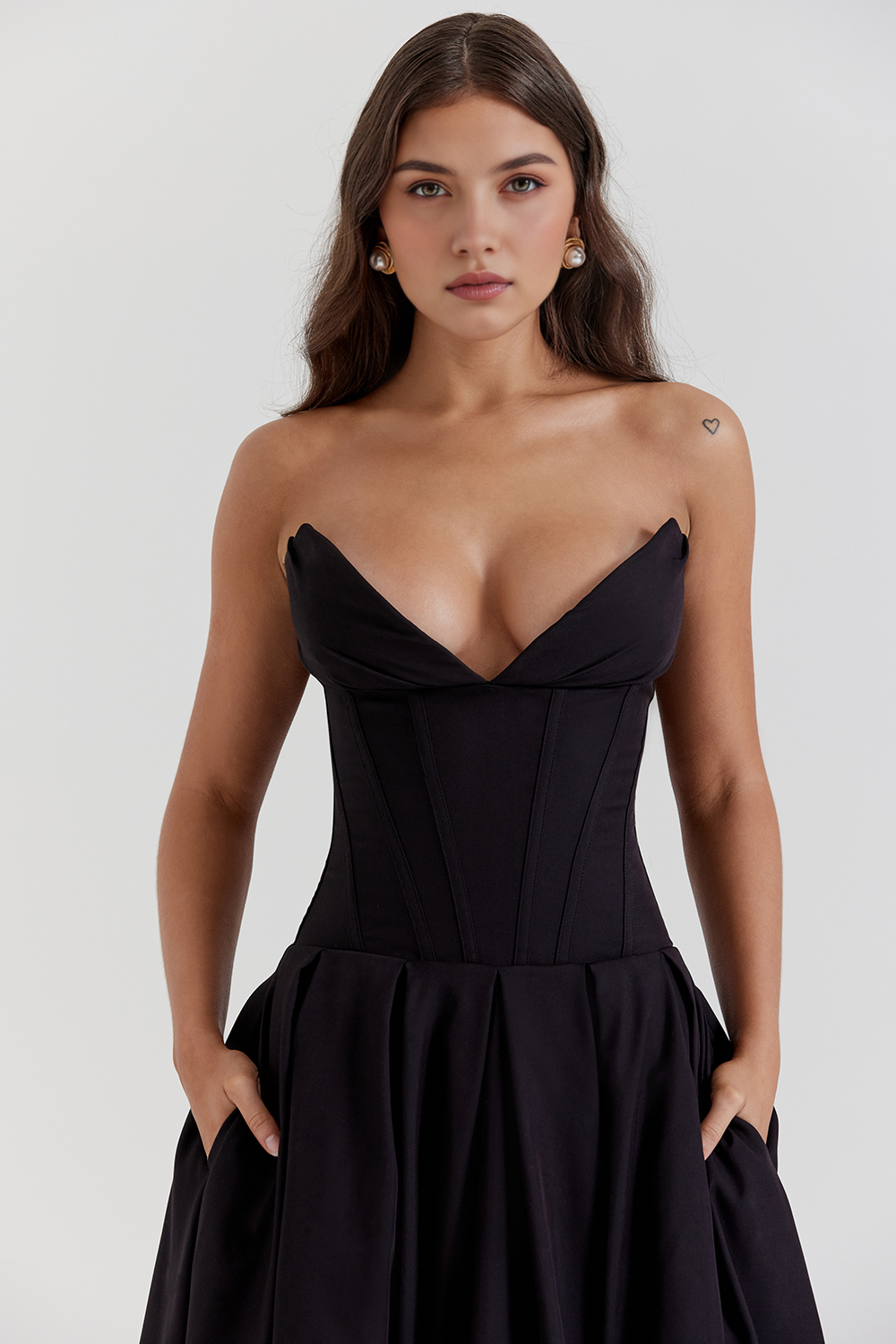 Straplez Midi Elbise