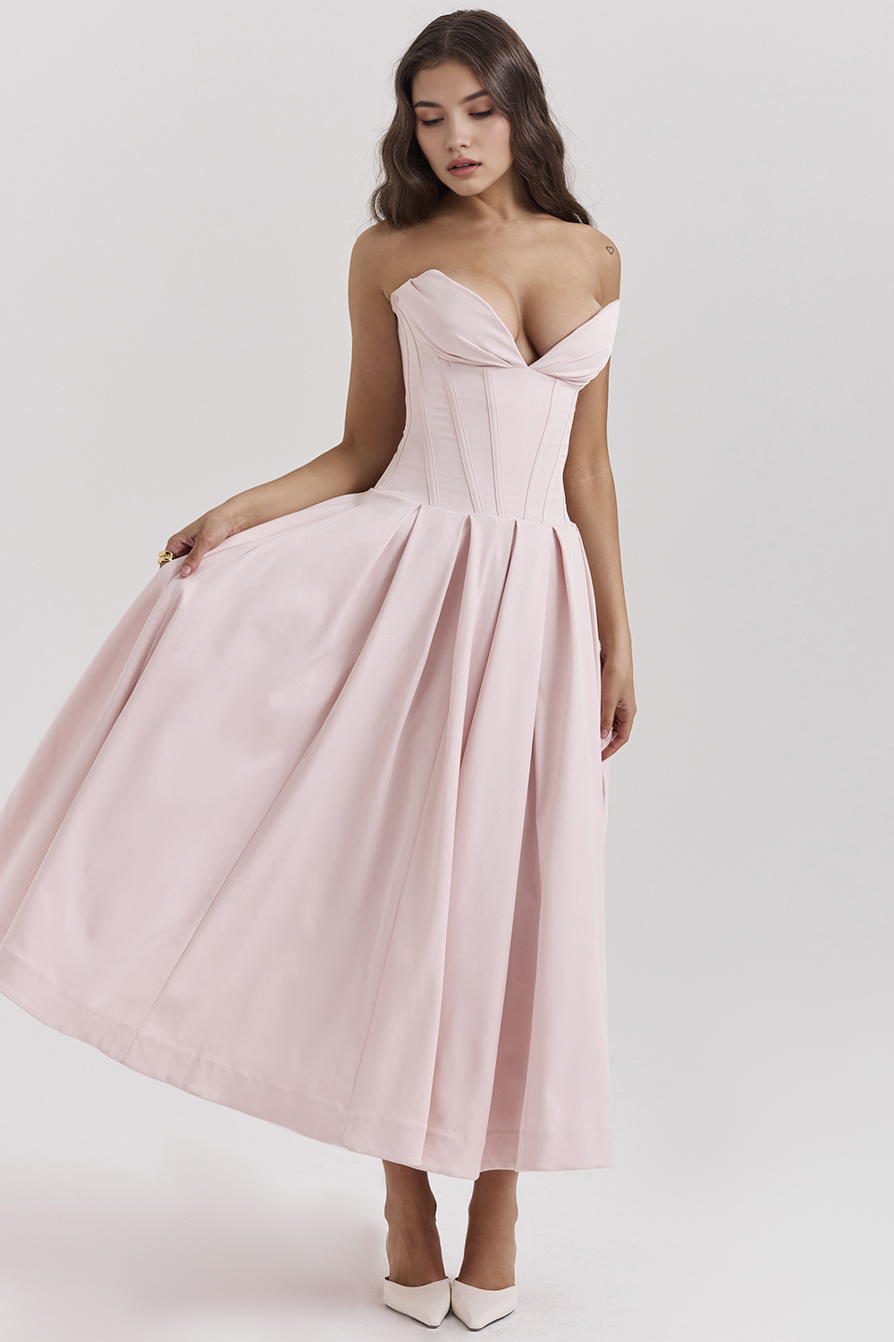 Straplez Midi Elbise
