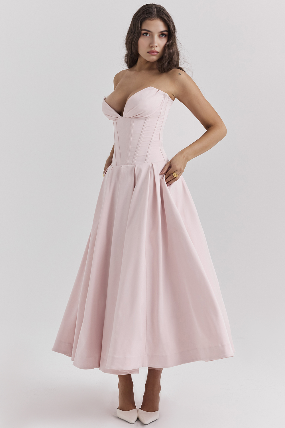 Straplez Midi Elbise