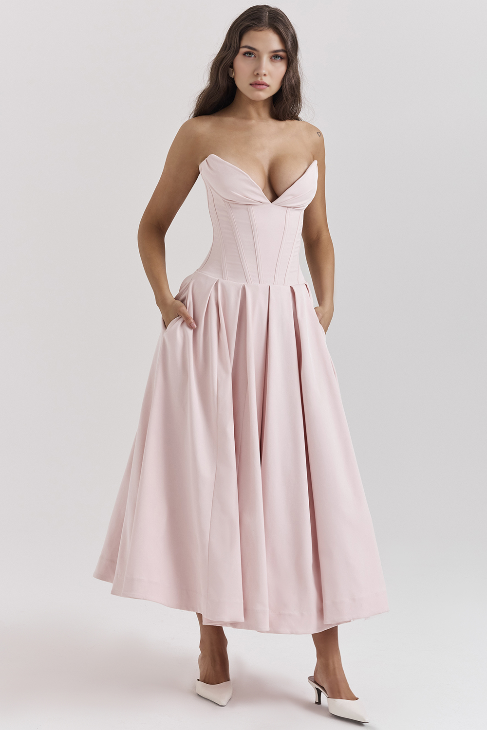 Straplez Midi Elbise
