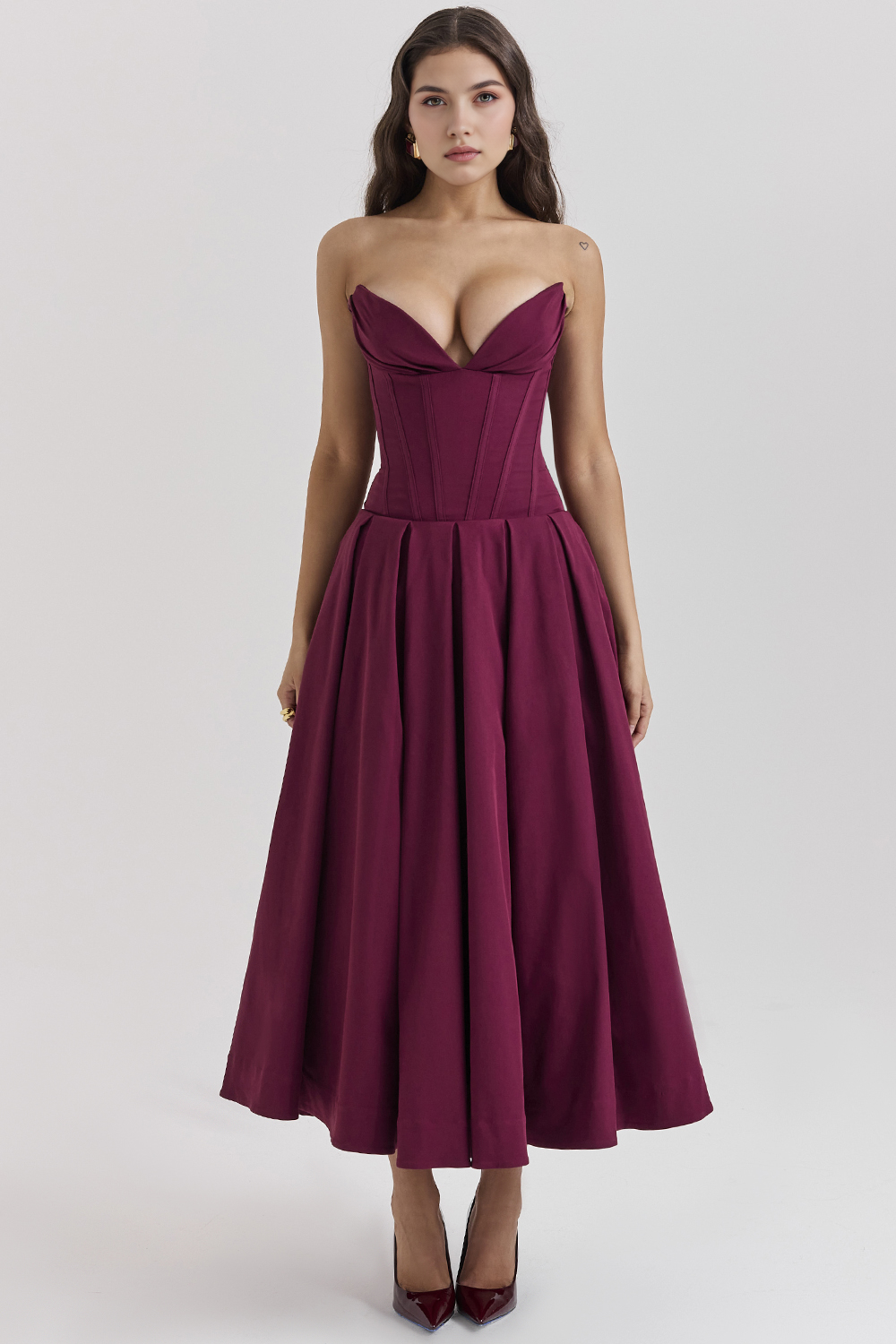 Straplez Midi Elbise