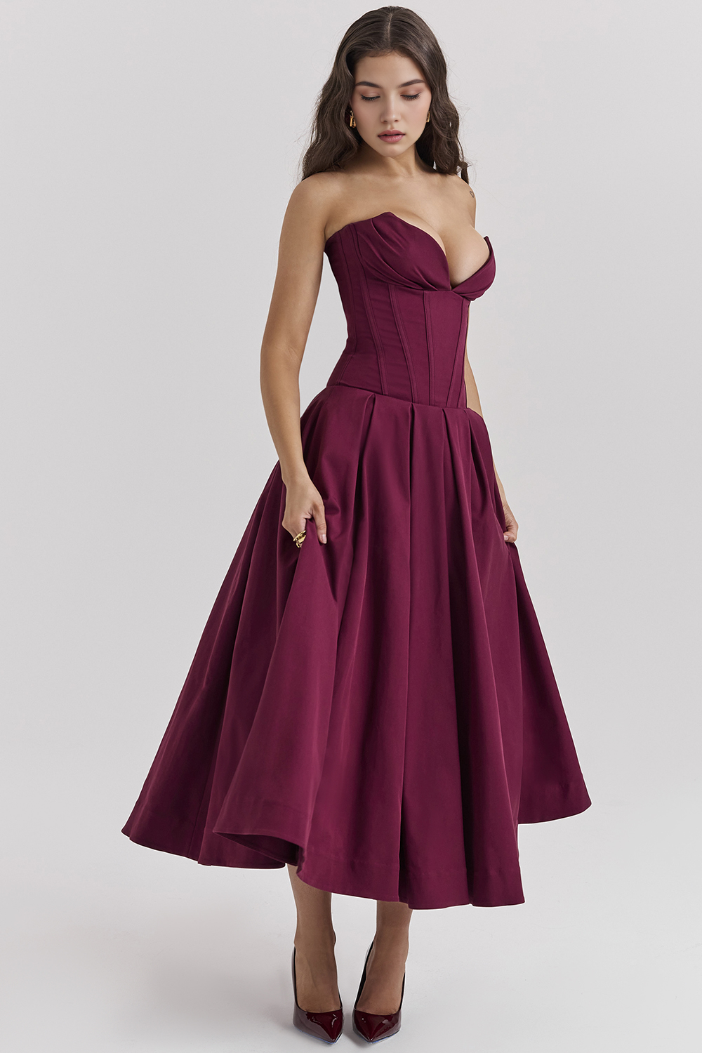 Straplez Midi Elbise