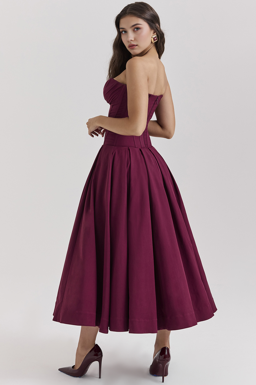 Straplez Midi Elbise