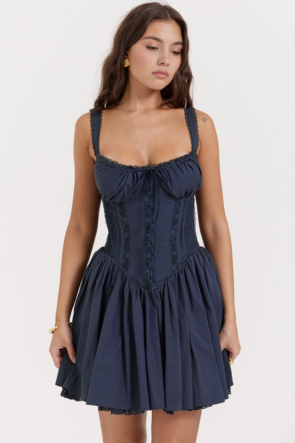 Noir Étoile Korse Detaylı Mini Elbise