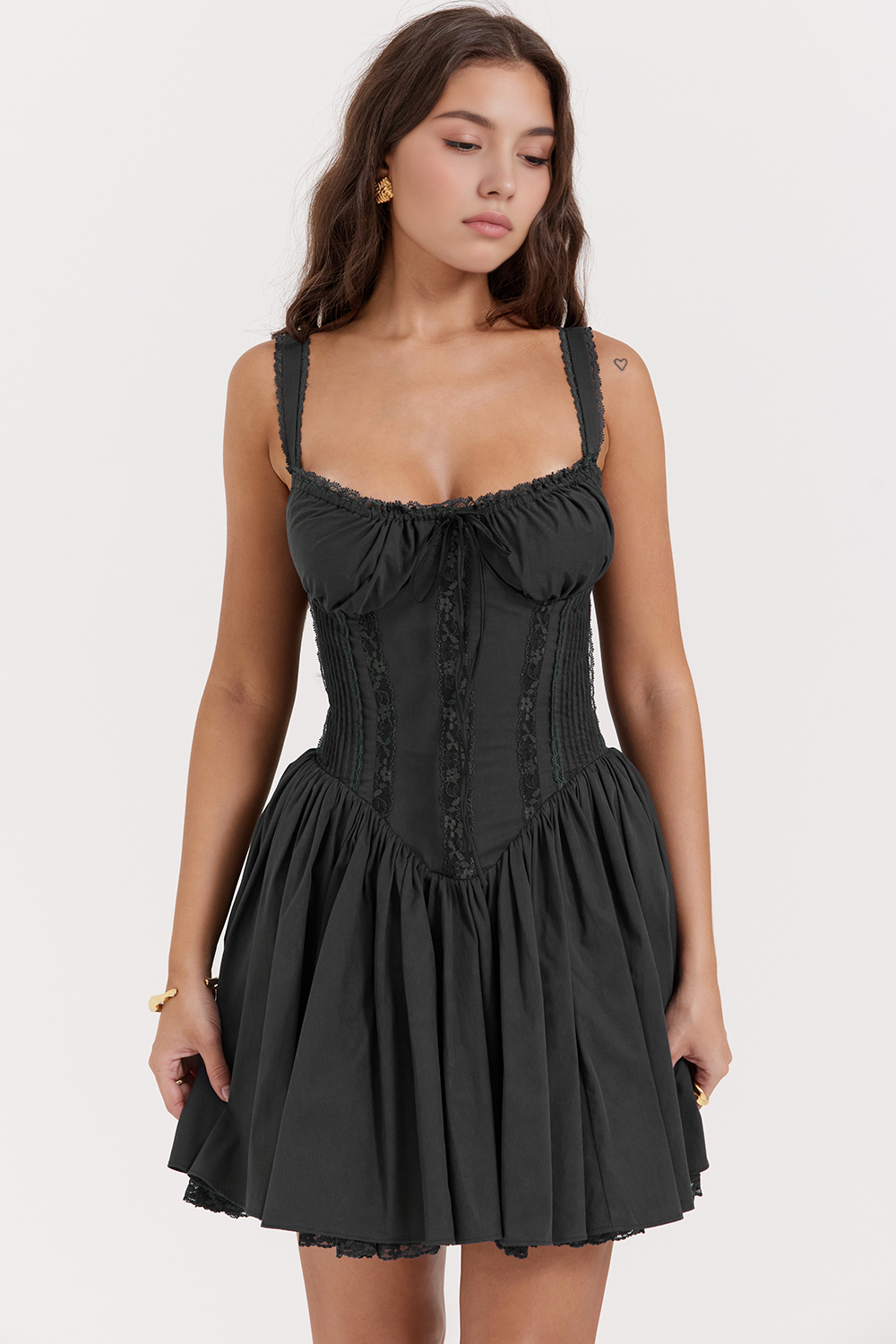 Noir Étoile Korse Detaylı Mini Elbise